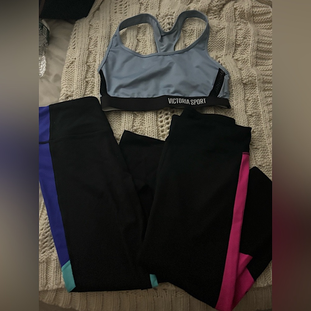 Victoria’s Secret “Sport” legging’s & sports bra/Adidas capri leggings